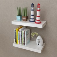 White MDF Floating Wall Display Shelves Book/DVD Storage