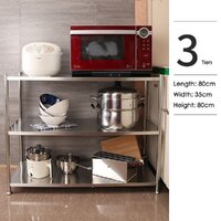 80cm Height Stainless Steel Kitchen Microwave Oven Storage Rack Multilayer Organizer for Cookware