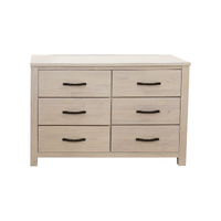 Dresser 6 Chest of Drawers Solid Wood Tallboy Storage Cabinet - White