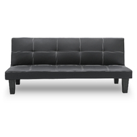 Cynwyd 2 Seater Modular Faux Leather Fabric Sofa Bed Couch - Black