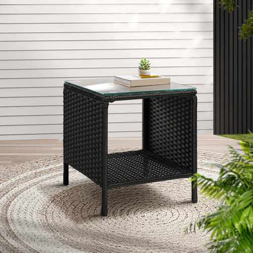 Side Table Coffee Patio Outdoor Furniture Rattan Desk Indoor Garden