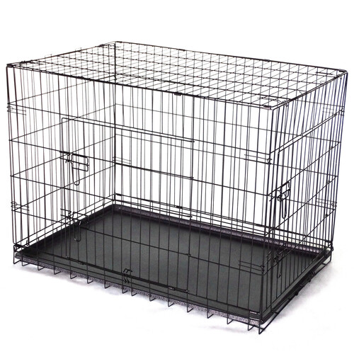Collapsible Metal Dog Cat Crate Cat Rabbit Puppy Cage With Tray
