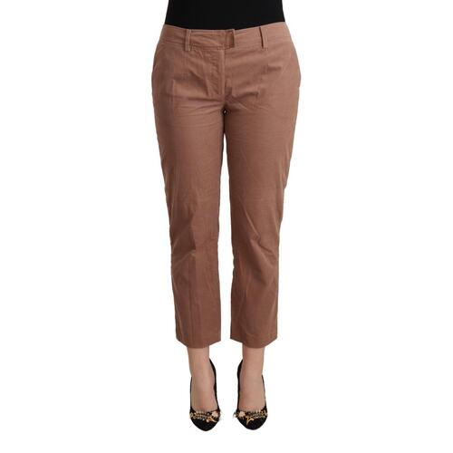 100% Authentic COSTUME NATIONAL Mid Waist Cotton Tapered Cropped Pants with Logo Details