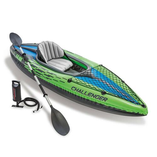 Sports Challenger K1 Inflatable Kayak 1 Seat Floating Boat Oars River Lake 68305NP