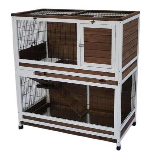118 cm XL Double Storey Rabbit Hutch Guinea Pig Cat Cage , Ferret cage Cat W Pull Out Tray