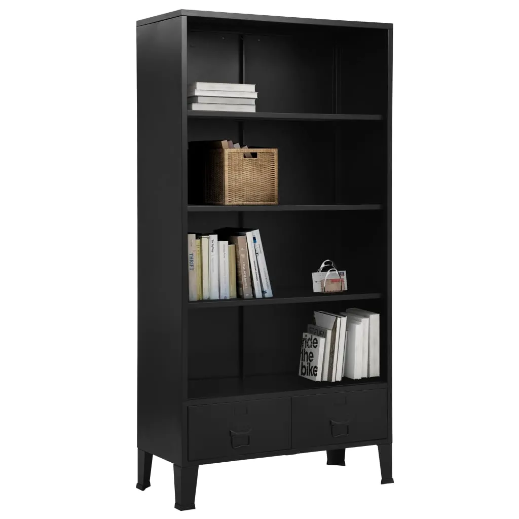 Bookshelf Industrial Black 90x40x180 cm Steel Price