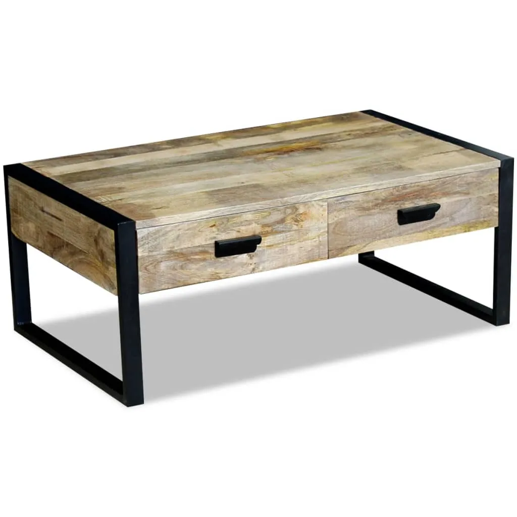 Coffee Table with 2 Drawers Solid Mango Wood 100x60x40 cm Price