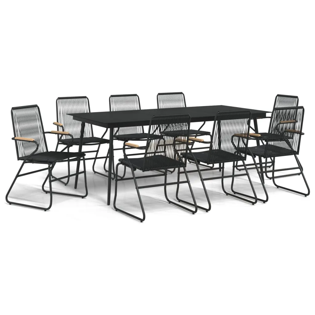 9 Piece Garden Dining Set Black PVC Rattan Price