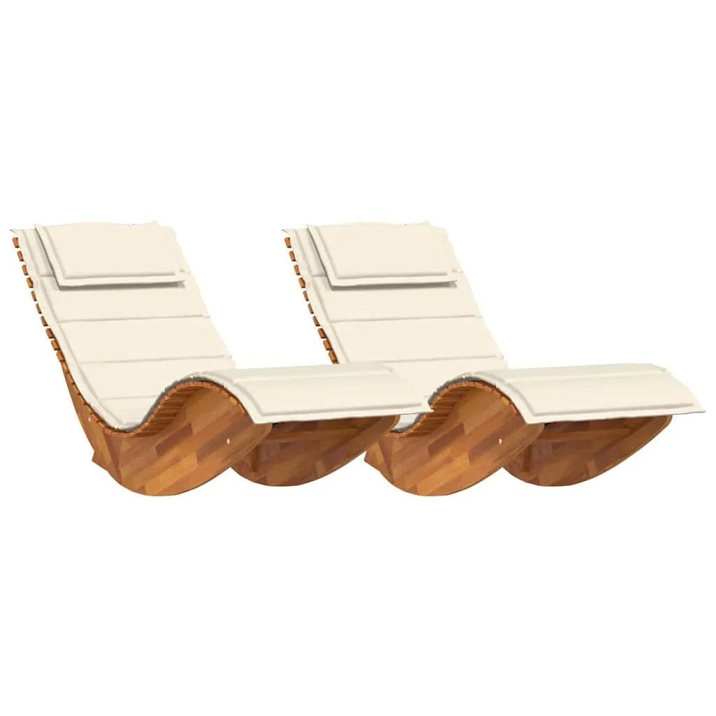 Sun Lounger 2 pcs Brown 60 x 154 x 74cm Solid Acacia wood Price