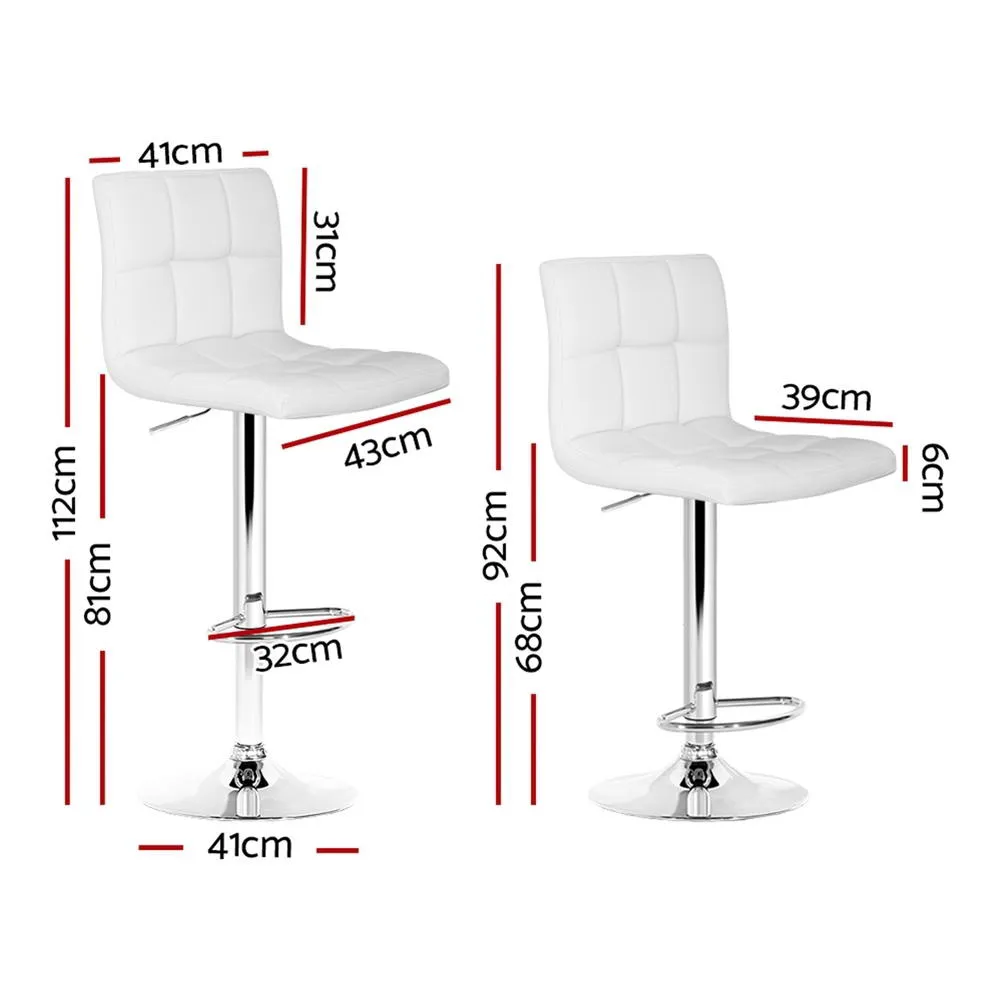 Artiss 4x Bar Stools Leather Gas Lift White Price