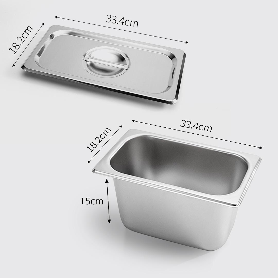 6X Gastronorm GN Pan Full Size 1/3 GN Pan 15cm Deep Stainless Steel Tray With Lid Price