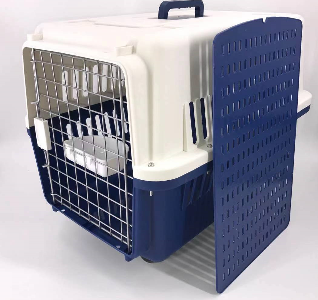 Navy Dog Puppy Cat Crate Pet Carrier Cage W Tray, Bowl & Removable Wheels Price