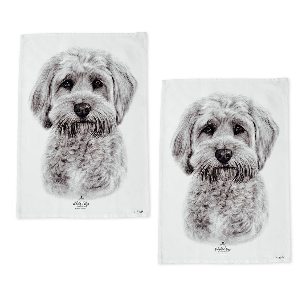 Set of 2 Delightful Dogs Cotton Kitchen Tea Towels 50 x 70 cm  Price