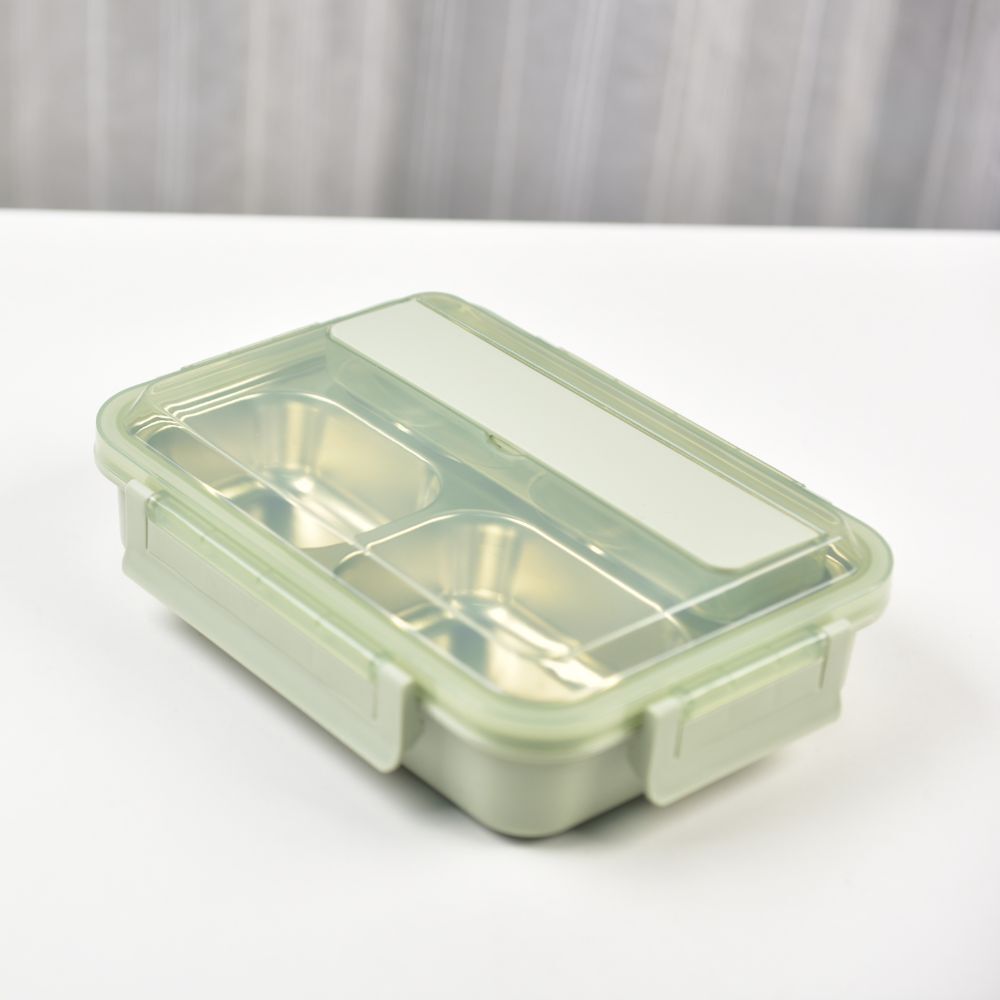 304 Stainless Steel 4 Divided Simple Lunch Box with a cultery set Price