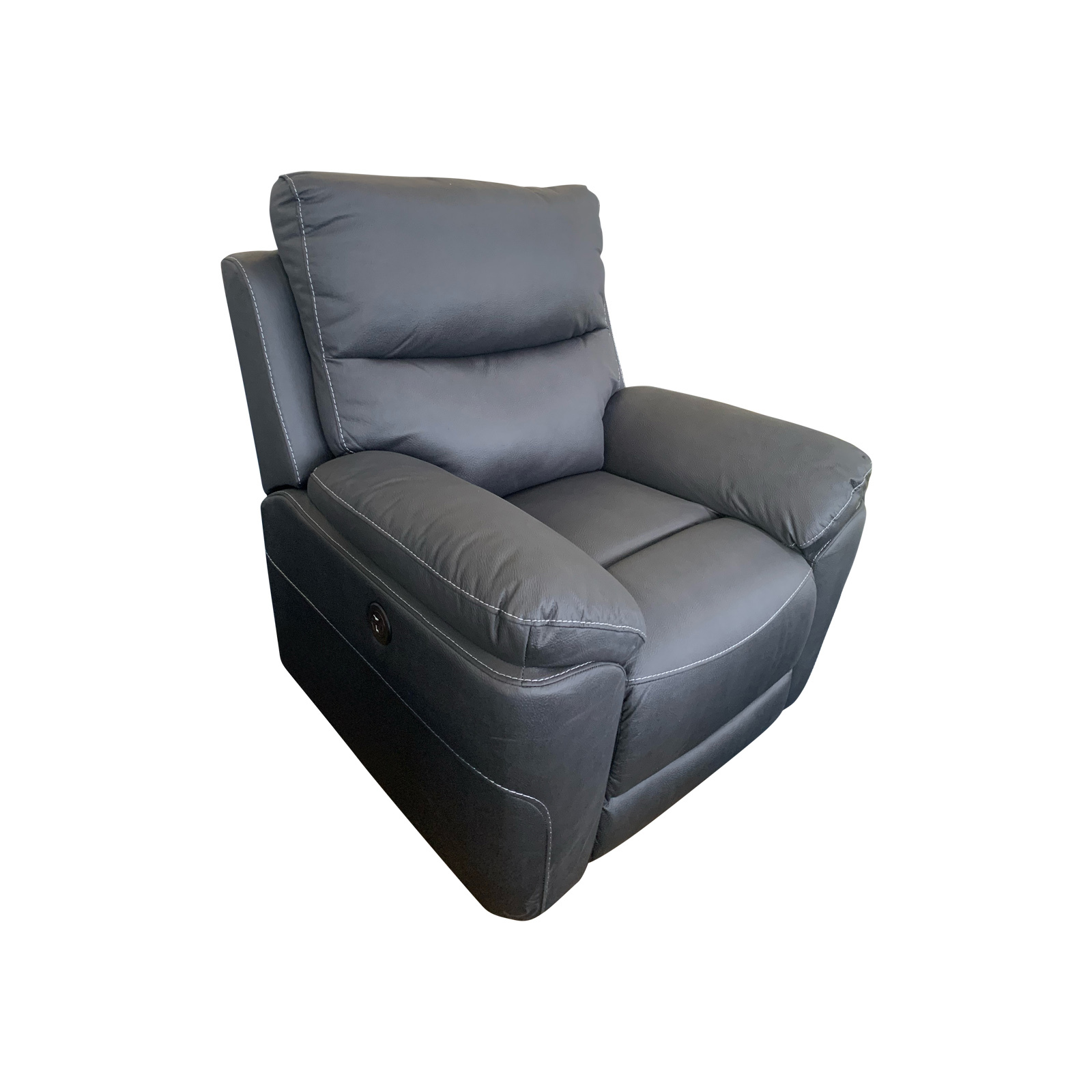 1R Finest Fabric Electric Recliner Feature Multi Positions Ultra Cushioned USB Outlets in Charcoal Colour Price