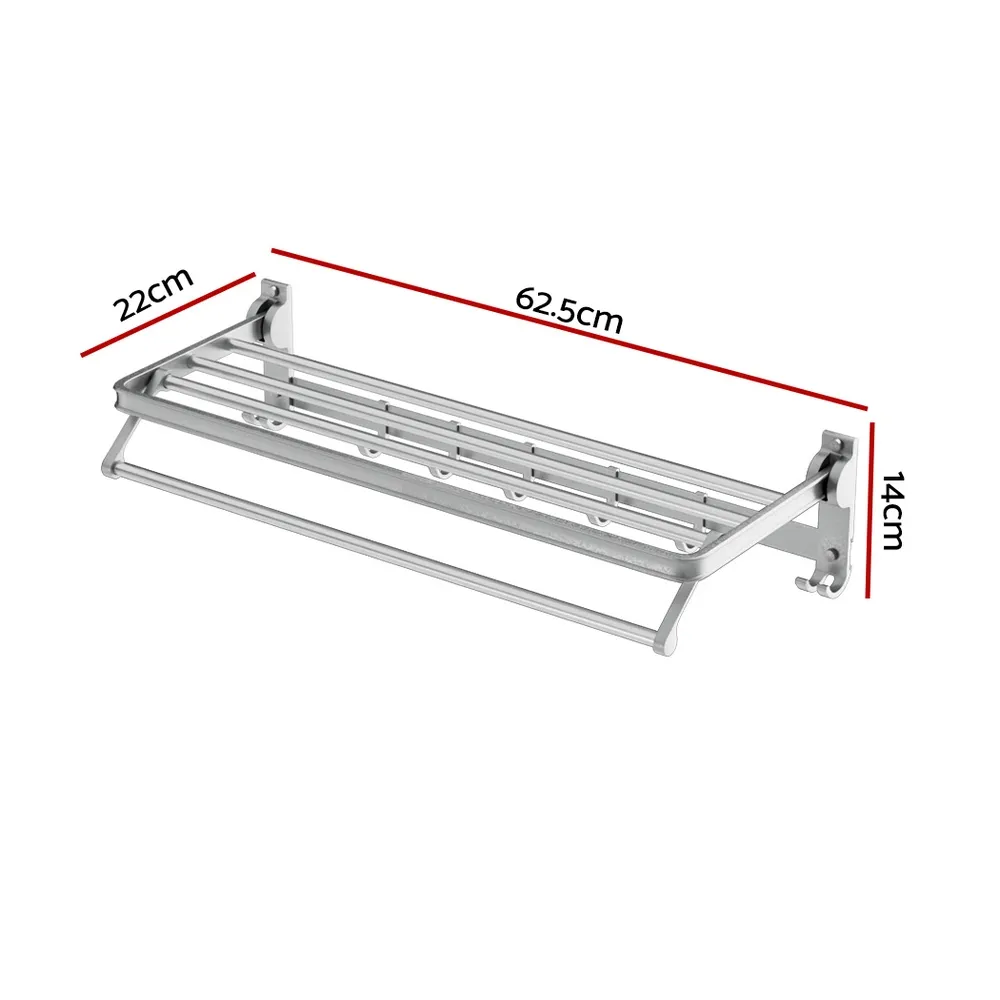Towel Rail Rack Holder 4 Bars Wall Mounted Aluminium Foldable Hanging Hook Price
