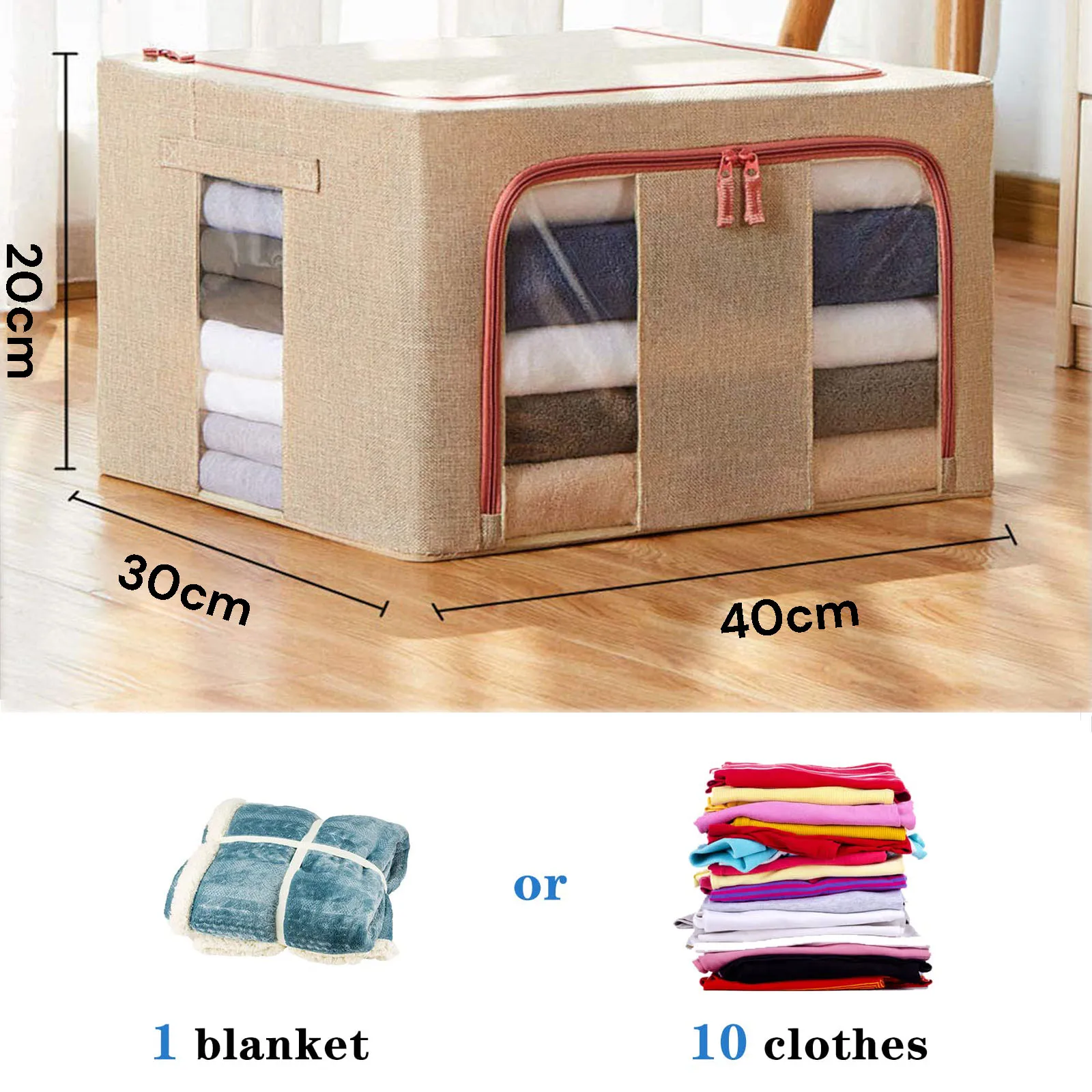 24L Cloth Storage Box Closet Organizer Storage Bags Clothes Storage Bags Wardrobe Organizer Idea CREAM Price