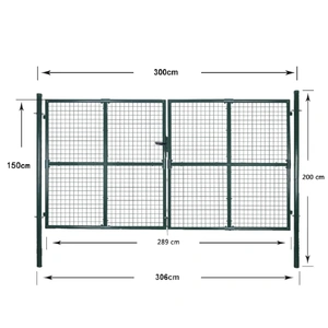 Double Door Fence Gate 300x150 cm Powder-Coated Steel
