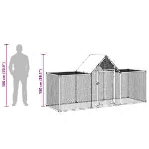 Chicken Coop 3x1x1.5 m Galvanised Steel