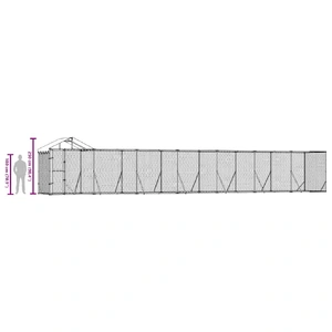 Outdoor Dog Kennel with Roof Silver 14x2x2.5 m Galvanised Steel