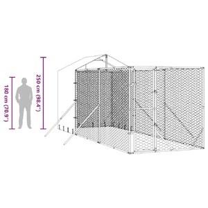 Outdoor Dog Kennel with Roof Silver 2x6x2.5 m Galvanised Steel
