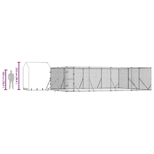 Outdoor Dog Kennel with Roof Silver 10x6x2.5 m Galvanised Steel