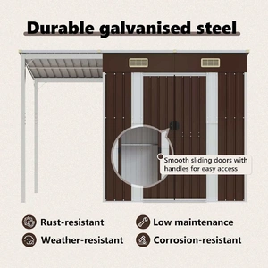 Garden Shed with Extended Roof Brown 277x107x181 cm Steel