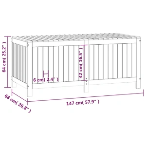 Garden Storage Box White 147x68x64 cm Solid Wood Pine