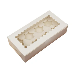 Cupcake Box Cases 1/2/4/8/12 Holes Window Face Cases Party Wedding Muffin Baking - 6 Holes 25PCS