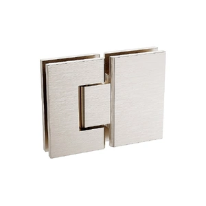 90x70cm Nickel Corner Frameless Shower Screen with Wall Channel and Floor Channel Brackets, Stainless Steel Hinges & Square Double Pull Handle