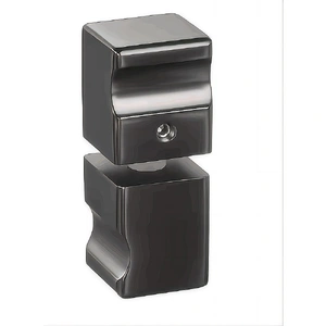 110cm Frameless Wall-to-Wall Shower Screen with Gunmetal F-Brackets and Floor F-Bracket, Brass Hinges & Square Knob Handle