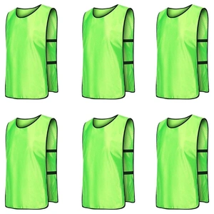 6X Sports Training Bibs Soccer Vests Group Team Bibs Basketball Cricket Football - Red-S
