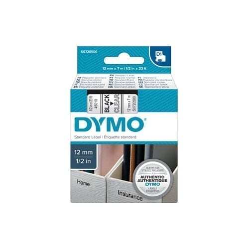 Dymo Blk on Yell 12mmx7m Tape - for use in Dymo Printer Price