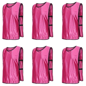 6X Sports Training Bibs Soccer Vests Group Team Bibs Basketball Cricket Football - Red-S