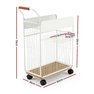 Yoga Mat Storage Rack Mobile Holder with Wheels Basket Home Gym Storage Organizer White