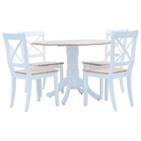 5 Piece Dining Set Solid Rubber Wood White