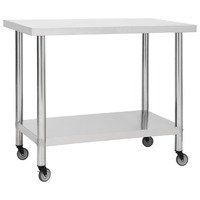 Kitchen Work Table with Wheels Stainless Steel