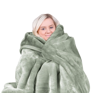 800-GSM Mink Blanket Queen Size Double-Sided Soft Plush Bed Faux Throw Rug Sage