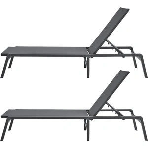 Chaise Lounge Chair Outdoor Patio Lounge Chair Adjustable 5-Position 2 pcs