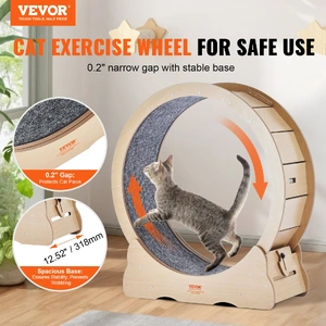 Cat Exercise Wheel, Large Cat Treadmill Wheel for Indoor Cats, 35.8 inch Cat Running Wheel with Detachable Carpet and Cat Teaser for Running/Walking/T