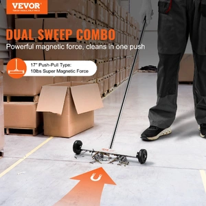 Magnetic Sweeper with Wheels, 17inch Mini Magnetic Sweeper, 10 lbs Capacity, Adjustable Handle, Lightweight Magnetic Pickup Sweeper to Pick Up Nails a