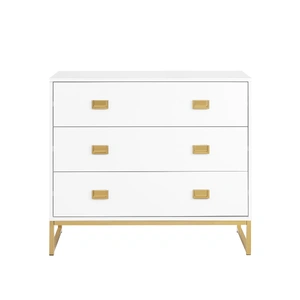 Amara Chest of Drawers Tallboy Dresser in White Gold