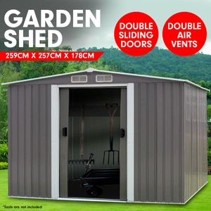 Garden Shed Roof 8ft x 8ft Outdoor Storage Shelter - Grey
