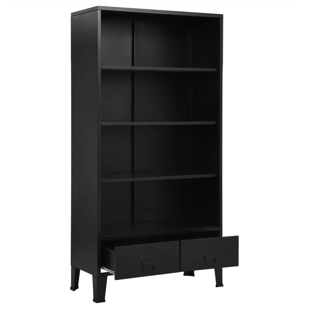 Bookshelf Industrial Black 90x40x180 cm Steel Price