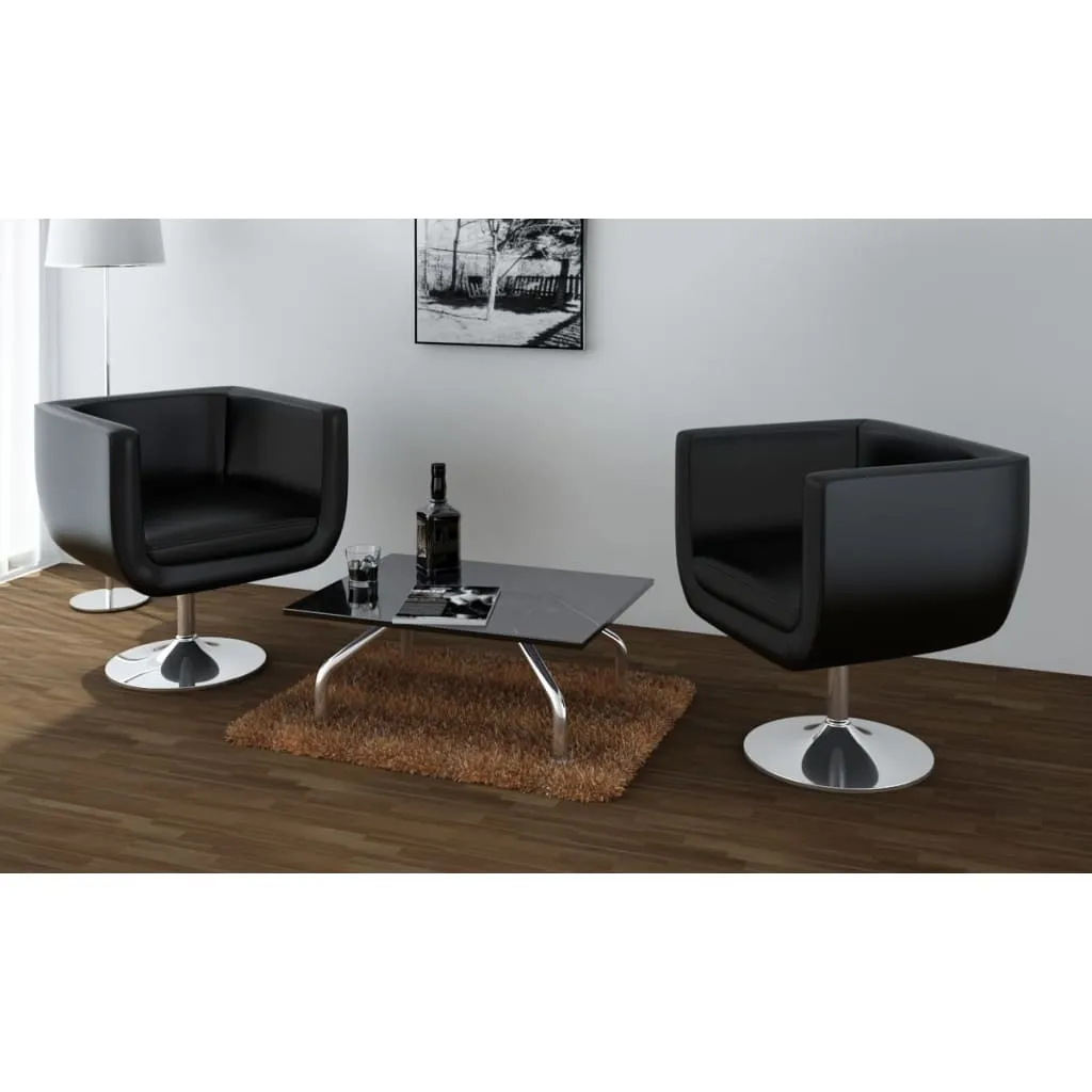 Bar Chairs 2 pcs Artificial Leather Black Price