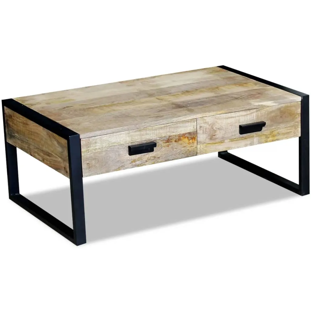 Coffee Table with 2 Drawers Solid Mango Wood 100x60x40 cm Price