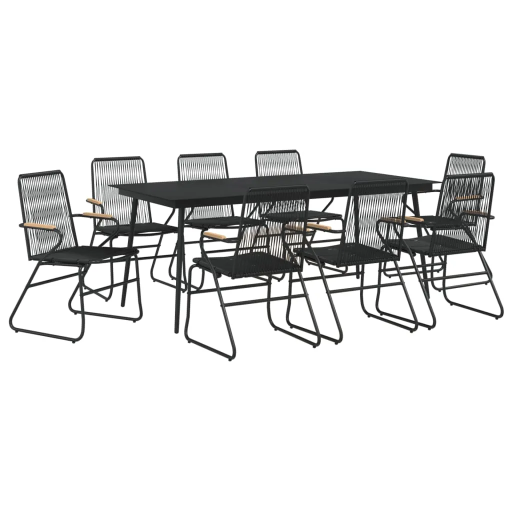 9 Piece Garden Dining Set Black PVC Rattan Price