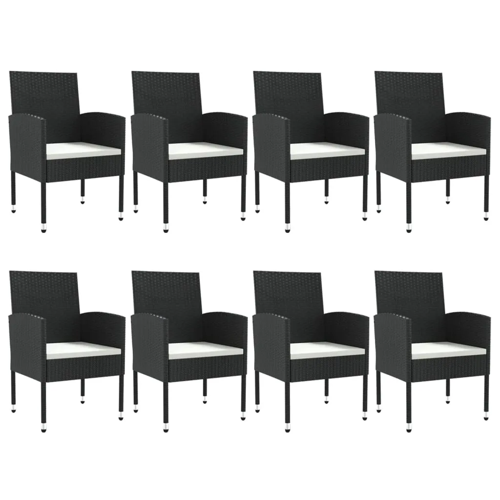 9 Piece Garden Dining Set Black Poly Rattan and Steel Price