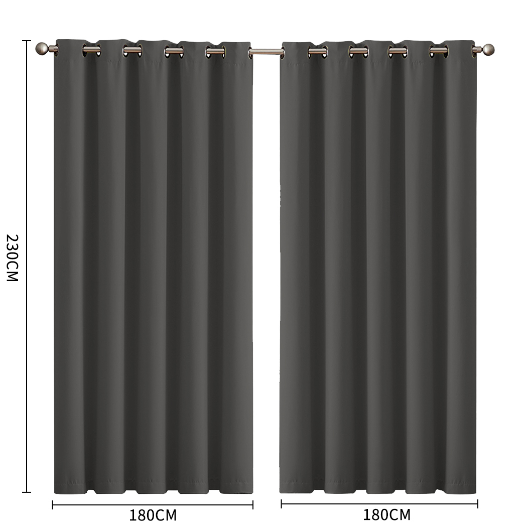 2x Blockout Curtains Panels 3 Layers Charcoal Price