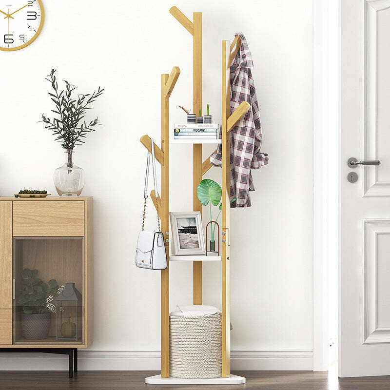 Hall Tree Garment Storage Holder Coat Rack Stand with 3 Shelves for Clothes Bag Price